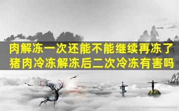 肉解冻一次还能不能继续再冻了 猪肉冷冻解冻后二次冷冻有害吗